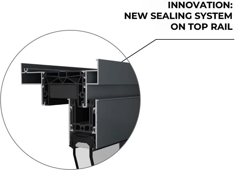 New sealing system on top rail