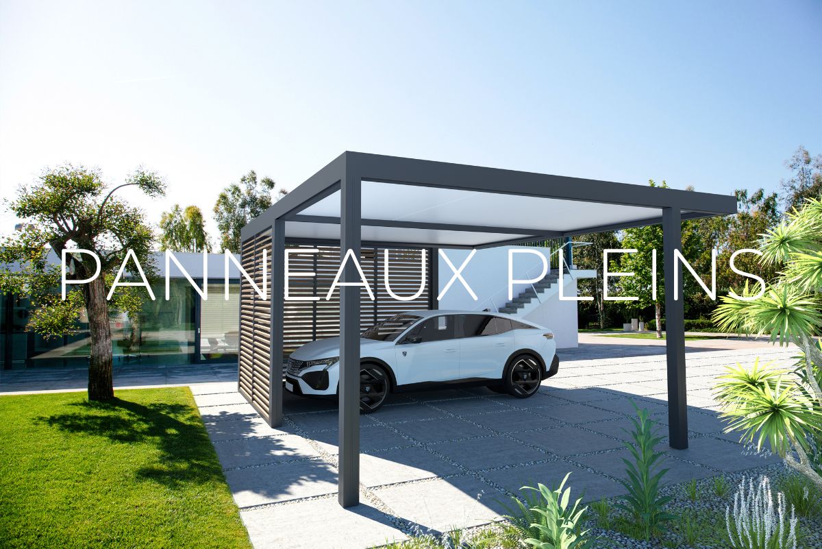 Carport panneaux pleins en aluminium