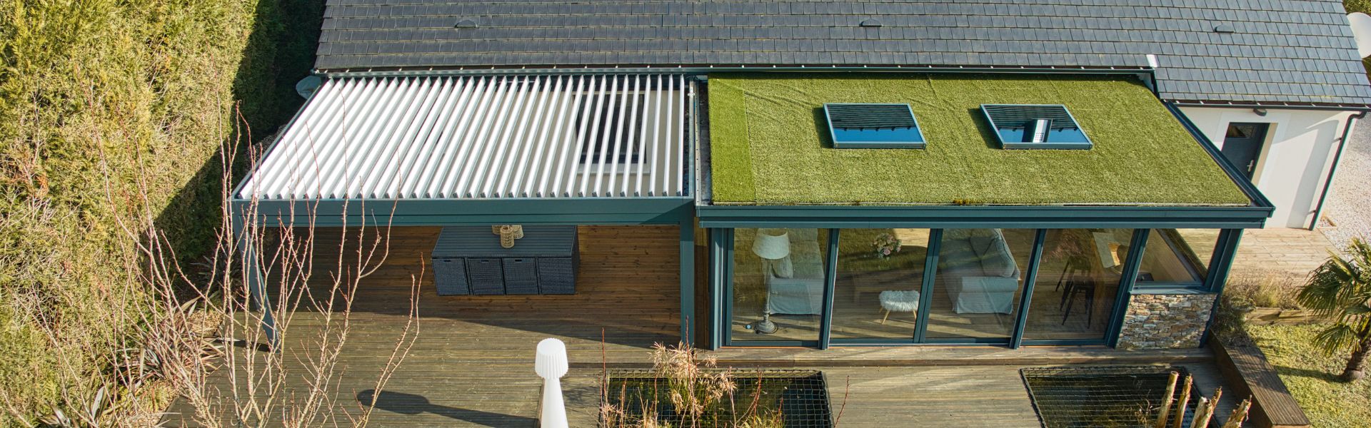 véranda avec pergola attenante