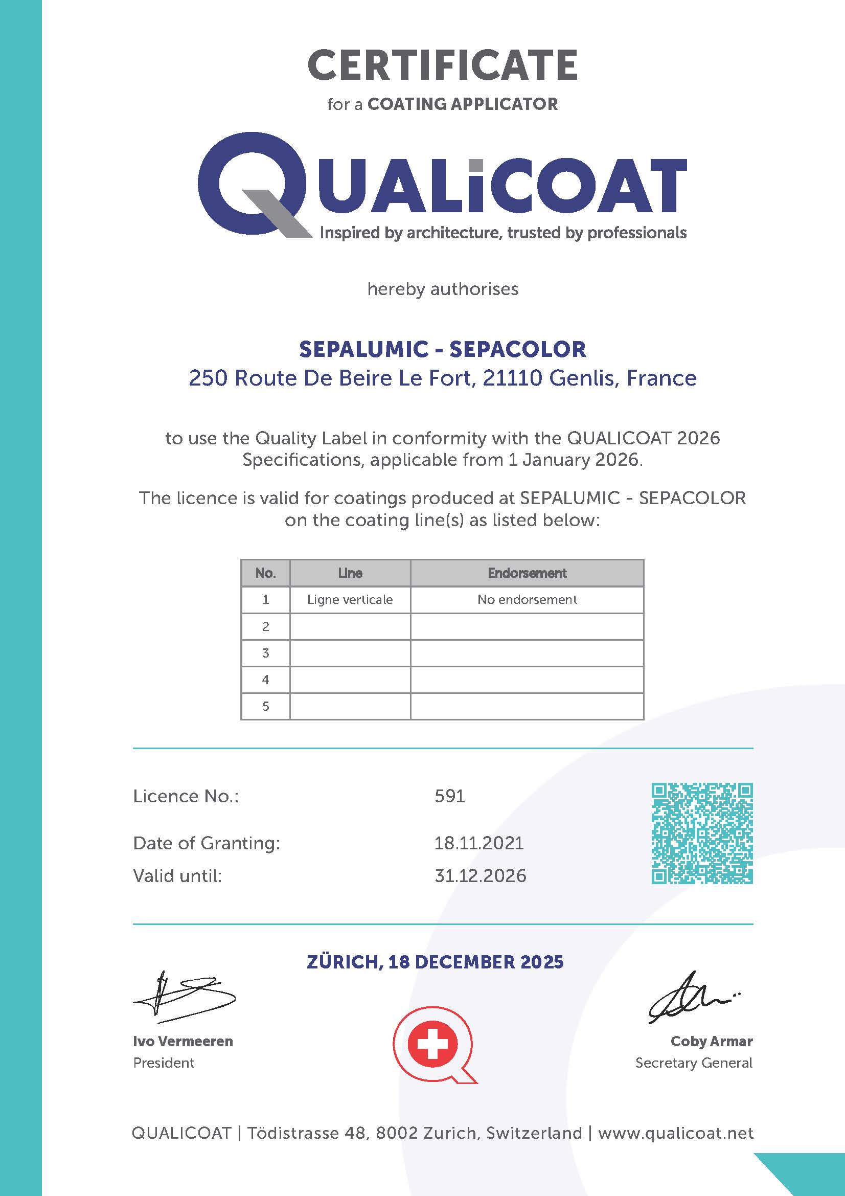 certificat qualicoat 2026